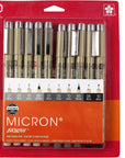 Pigma Micron Fineliner Pens - Archival Black and Gray Ink Pens - Pens for Writing, Drawing, or Journaling - Assorted Point Sizes - 1 Count Pack of 10
