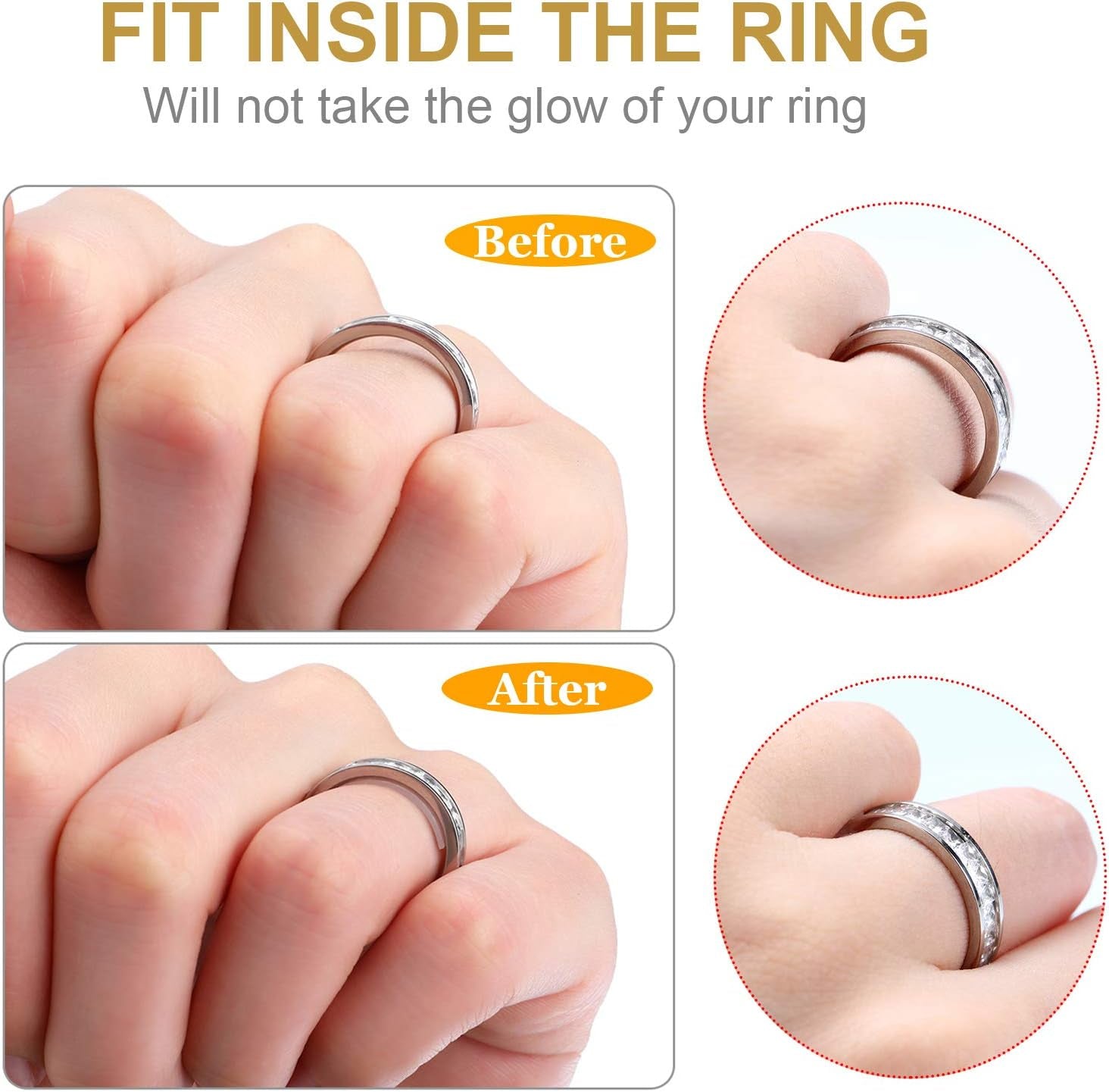Ring Size Adjuster Loose Rings Adjuster Invisible Ring Sizer with Clean Cloth for Wide Ring Fixing, 5 Sheets (85 Pieces Totally)