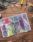 3 Pack 36 Grids Plastic Organizer Box Craft Storage with Adjustable Dividers, Bead Organizer Container Clear Storage Box for Fishing Tackles Crafts Jewelry Thread with 400Pcs Label Stickers