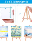 Mini Canvases 18 Pack,  Small Painting Canvas with Mini Easel 4X4 Inches Art Canvases Painting Kit for Kids Teenagers Acrylic Pouring Oil Water Color