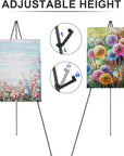 Easel Stand for Wedding Sign & Poster Display 63'' Portable Art Easel for Floor Adjustable Metal Easel Black