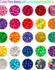 Pony Beads, 3,300 Pcs 9Mm Pony Beads Set in 23 Colors with Letter Beads, Star Beads and Elastic String for Bracelet Jewelry Making by