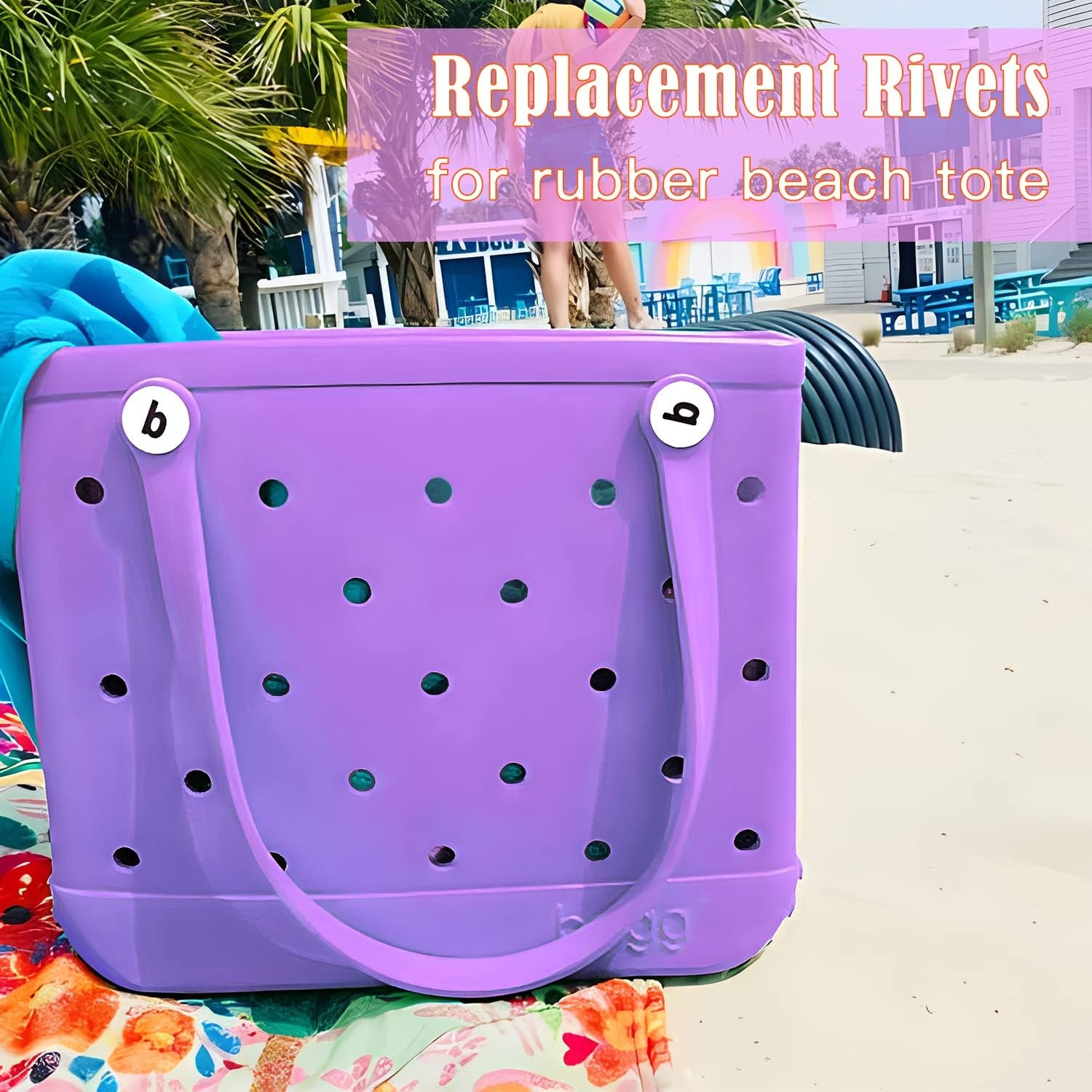 Replacement Rivets for Bogg Bag,4Pcs Bogg Bag Replacement Buttons,Large Neoprene Tote Bag Straps Standard and Oversized XL Rubber Pool Bag Repair Rivet for Women