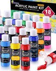 Acrylic Paint, 18 Colors Acrylic Paint Set, 2Oz/59Ml Bottles, Premium Acrylic Paints for Artists, Beginners and Adults on Canvas Rocks Wood Ceramic Fabric