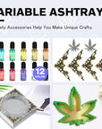 Ashtray Mold for Resin Kit Resin Mold Leaf and Square Ashtray Silicone Molds with Epoxy Resin Pigments and Tools Included 87 Pcs for Resin Casting Beginners Adults DIY Crafts Making Bundle