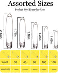 380Pcs,Different Sizes Safety Pins,Clothes Pins ,Sewing Supplies ,Safety Pins for Clothes , Large,Small,Mini,Pins Bulk Assorted Safety Pins,Suitable for Dances, Sarees, Weddings, Etc.