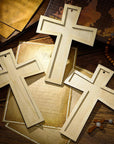 24 Pcs Unfinished Wooden Crosses for Crafts 8.9 X 6.5 Inch Unpainted Large Blank Wooden Layered Cross for Sunday School Crafts DIY Easter Projects Church Home Wall Decoration with String