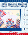 4Th of July American Flag HTV Vinyl - 10 Pcs 12Inches X10 Inches US Flag Patterned HTV Patriotic HTV Heat Transfer Vinyl Red White Blue HTV Iron on Vinyl Compatible with Cricut/Cameo