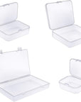 24 Pieces Mixed Sizes Rectangular Empty Mini Clear Plastic Organizer Storage Box Containers with Hinged Lids for Small Items and Other Craft Projects