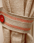 3.5 Inches X 33 Yards Upholstery/Craft Jute Webbing, Natural Chair Webbing with Red Stripes, Burlap Fabric Webbing Tape for Craft, Decoration, Furniture Repair