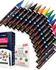 Paint Pens for Rock Painting - Wood, Glass, Metal and Ceramic Works on Almost All Surfaces Set of 15 Vibrant Medium Tip Oil Paint Marker Pens, Quick Dry, Water Resistant