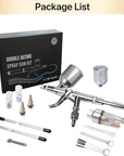 Airbrush Gun Dual-Action Trigger Air Brush Painting Set with 0.5Mm/0.3Mm Needles 5CC and 7CC Paint Cup Aerografo with Adjustable Liquid Thickness Makeup Nail Model Painting Tattoo Art Hobby