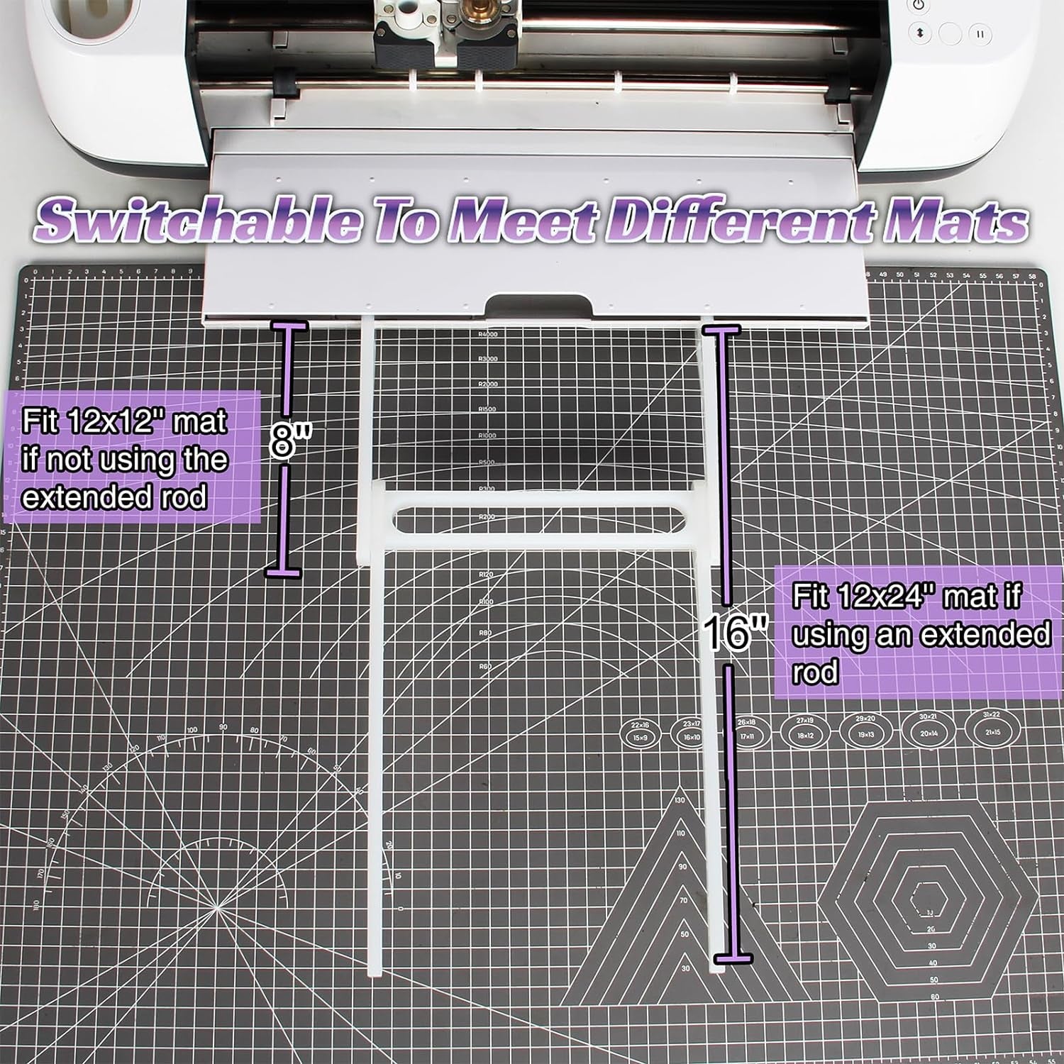 Long Extension Tray for Cricut Maker 3 and Maker 24'' Cutting Mat Support, Mat Holder for 12X24 and 12X12 Mat, Maker 3 Accessories Extender Tools