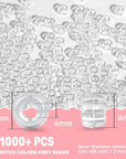 1000+ Pcs Pony Beads Bulk - Plastic Bracelet Beads 6X9 Mm Crystal White Clear Pony Beads for Bracelets Making Hair Beads for Braids DIY Crafts Key Chai Jewelry Making Home Decor Beads