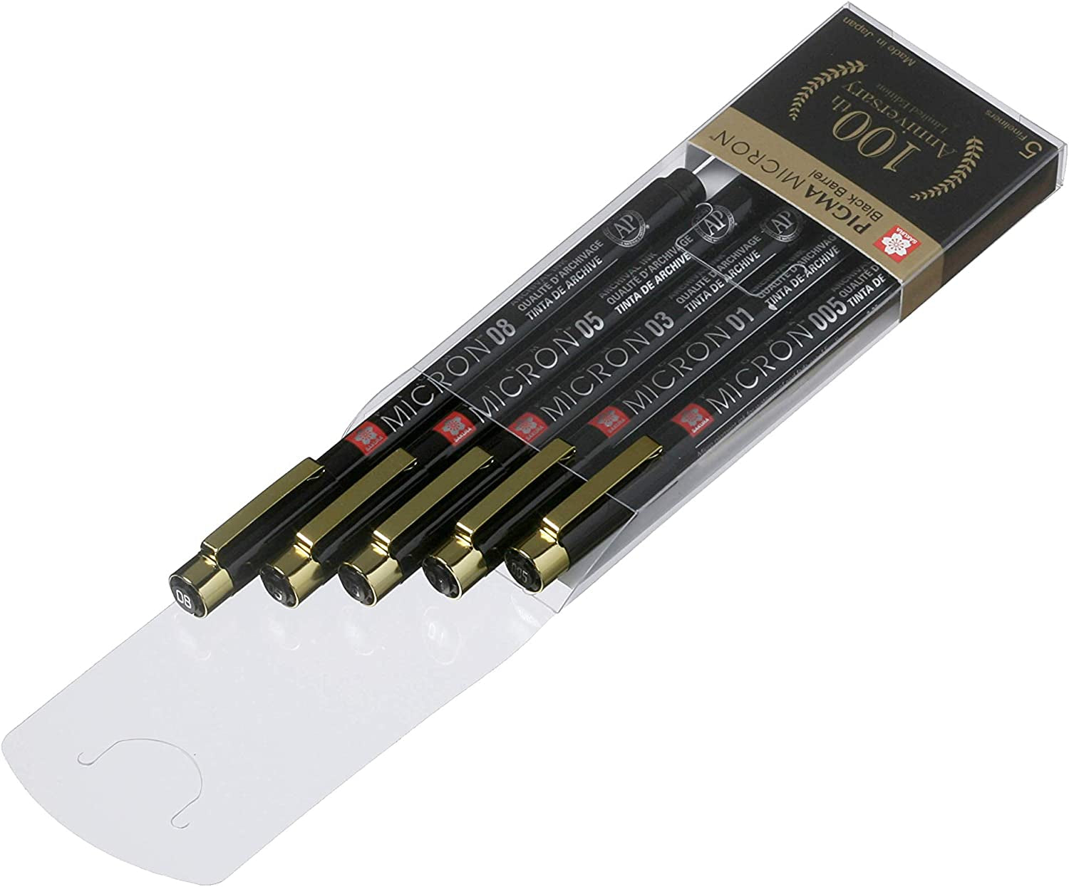 Pigma Micron Black Barrel 5 Fineliners (Set of 5)