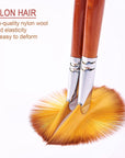 Fan Paint Brush Set of 9 Pcs, Professional Artist Acrylic Paint Brushes Set with Long Wood Handles Anti-Shedding Nylon Hair for Acrylic Watercolor Oil Painting,Rock Painting