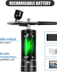 Airbrush Kit Rechargeable Cordless Airbrush Compressor, Non-Clogging High-Pressure Air Brush Set with 0.3Mm Nozzle and Cleaning Brush Set for Makeup, Barber, Nail Art, Cake Decor