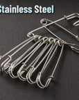 - Safety Pins (Upgraded), 2.3", 12 Pack, Silver, Safety Pin, Safety Pins Bulk, Large Safety Pins for Clothes, Safety Pins for Clothes, Heavy Duty Safety Pins for Thick Fabric