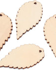 100-Piece Natural Unfinished Blank Wooden Leaf Flat Pendants Antiquewhite 1.96X1.02 Inch