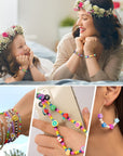 Bracelet Making Kit Pony Beads Fruite Flower Polymer Clay Beads Letter Beads for Jewelry Making, DIY Arts Earring and Crafts Gifts for Girls Age 6 7 8 9 10-12