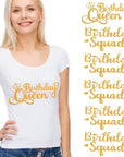 15 Pcs Golden Birthday Queen Squad Shirts Birthday Team Group Shirts Decal for Shirts Iron on Heat Transfer Vinyl for Women Set
