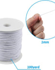 100 Yards White Elastic String Beading Cord Stretchy String for Bracelets, Necklace, Jewelry Making and Crafts,1Mm