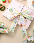 4 Rolls of 20 Yards Safari Animal Theme Ribbon 1.5 Inch Wide Forest Rib Wired Baby Shower Ribbon Jungle Animal Leaf Ribbon Animal Print Ribbon for DIY Craft Jungle Animal Theme Birthday Party Decor