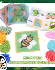 10-In-1 Cross Stitch Beginner Kit for Kids, Embroidery Kit Includes 10Pcs Plastic Mesh Canvas with Pattern, 15 Yarns, 5 Weaving Needles, Needle Points Starter Kit Sewing Set with Instructions