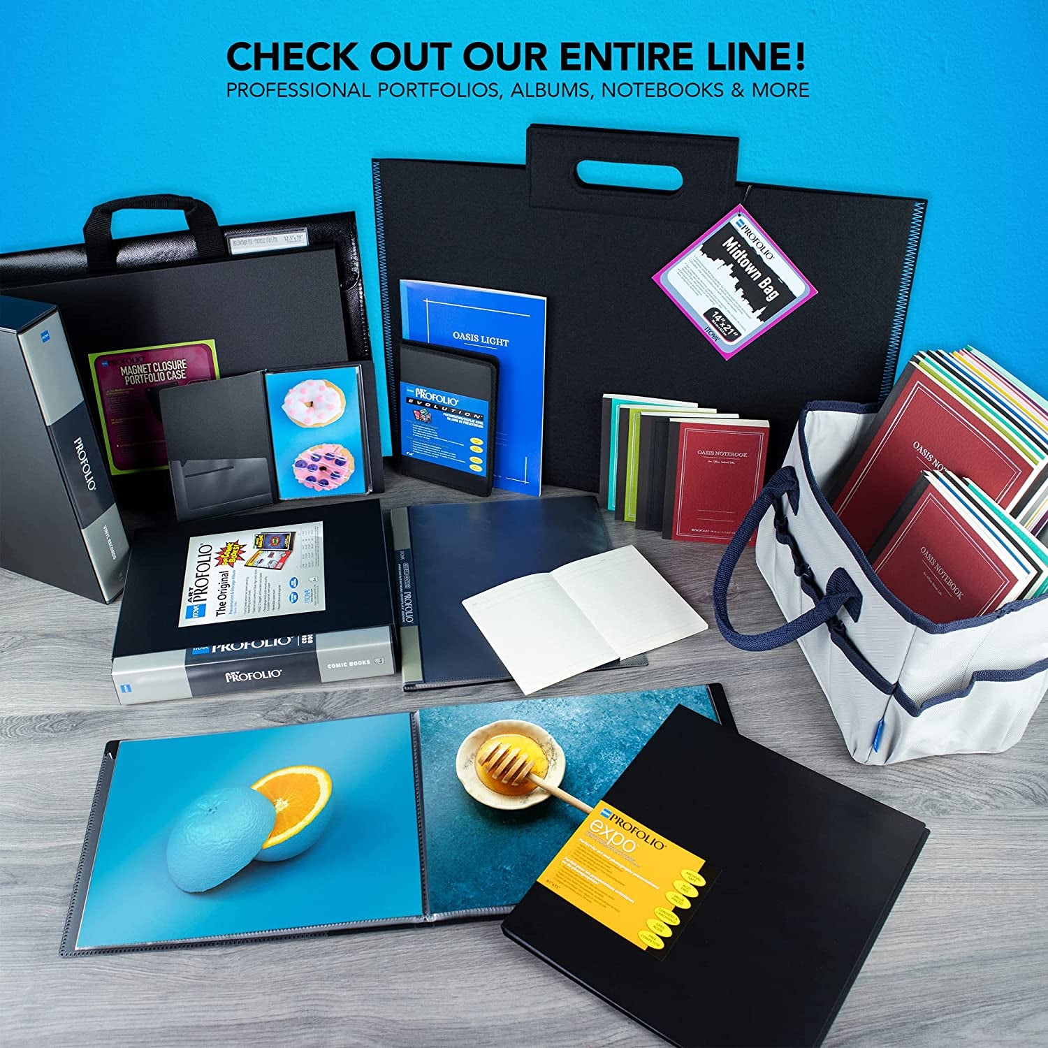 Original Art Profolio 18X24 Black Photo Album Book with 48 Pages - Protective Binder with Plastic Sleeves