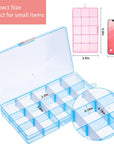 4 Pack 15 Grids Bead Organizers and Storage, Small Plastic Jewelry Organizer Box with Removable Dividers for Beads Earring Storage Containers(6.9 X 3.9 X 0.9 Inches)