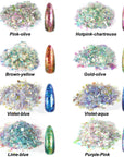 Chameleon Chunky Flakes, Resin Supplies-8 Color Intense Colorshift Pigment Powder for Resin Crafts/Tumblers, Chrome Powder Iridescent Eyeshadow Flakes for Nail Art/Paints/Soap Making