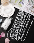 24 Faux Pearl Necklaces 6Mm White Beaded, 33 Inch Bulk Long Pearls Strand Costume Jewelry Flapper Bead Accessories Tea Party Favor Wedding Decoration