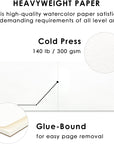 Watercolor Paper Pad, 100% Cotton Pulp, 15 Sheets, A5 (8.3 X 5.8"), 140Lb (300Gsm), Glue Bound, Acid-Free Cold Pressed Watercolor Paper, Art Supplies for Watercolor Techniques and Mixed Media
