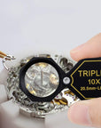 10X Magnifier Jewelry Loupe 20.5Mm Triplet Lens Optical Glass Pocket Gem Magnifying Tool for Jeweler, Stamp Philatelist, Coin Numismatic, Achromatic Black Hexagonal Design Kit Set