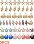60Pcs Alloy Ocean Starfish Seashell Conch Charms Colorful Enamel Ocean Life Sea Animal Pendants Charms Craft Supplies for DIY Jewelry Making Birthday Wedding Party Favor Gifts