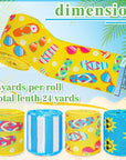 4 Rolls Summer Wired Ribbon 24 Yards Flip Flop Fabric Decorative Ribbon Summer Theme Sunshine Fabric Ribbon Beach Party Stripe Craft Ribbon for Summer Wreath Bow DIY Craft Wrapping, 2.5 Inch