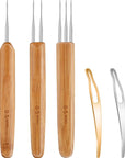 5 Pieces Dreadlocks Crochet Hook Tool Crochet Needles Includes 3 Pieces Dreadlocks Crochet 1 Hook 2 Hooks 3 Hooks for Hair Dreads Braid Craft Weaving 2 Pieces Hair Locking Tool (0.75 Mm)