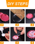 100 Pieces Bottle Caps for Crafts in Double Sides Printed Mixed Colors Flattened and 100 Pack 1 Inch Clear Stickers for Photo Pendant Craft Jewelry Making