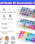 42000Pcs 2Mm Glass Seed Beads 12/0 Small Tiny Beads Kit with 150Pcs Alphabet Letter Beads Pendants Charms Jump Ring Elastic String for DIY Bracelets Necklace Jewelry Making Supplies
