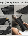 Pencil Case Pencil Pouch Black Pencil Bag PU Leather Pen Case Small Zipper Pouch for Pencils, Pens, Markers, Makeups, Change, Coins
