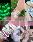 6100 Polymer Clay Beads for Bracelets Making Aesthetic Kit 24 Colors Flat Heishi Beads for Jewelry Making DIY Set with Letter Beads, Smile Face Beads and Charms for Cretive Gift