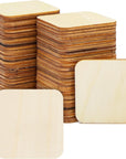 60 Pack 2X2 Wood Squares for Crafts, 2.5Mm Unfinished Wood Cutouts with Rounded Corners