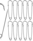 - Safety Pins (Upgraded), 2.3", 12 Pack, Silver, Safety Pin, Safety Pins Bulk, Large Safety Pins for Clothes, Safety Pins for Clothes, Heavy Duty Safety Pins for Thick Fabric