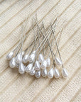 100 Pieces Hijab Pins, Long Teardrop Pearl Head Pins, Boutonniere Pins, Buttonhole Pins, Can Also Be Used for Jewelry Making Sewing Wedding Floral Decorations and DIY Crafts