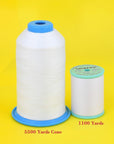 2-Pack Premium 90 WT Machine Embroidery Bobbin Thread White - Set of 2 X-Large Huge Polyester Cones 5500 Yards Each Spool Lint Free White Thread - Compatible with All Embroidery and Sewing Machines