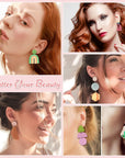 Polymer Clay Earring Making Kit- 30 Clay Earring Cutters, 24 Color Polymer Clay, 8 Circle Cutters, Rollers, B7000 Glue, 640 PCS Earring Making Tools Accessories for Jewelry DIY (Instructions Include)