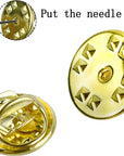 100PCS Pin Backs, Metal Locking Pin Backs, Brass Clutch for Brooch Tie Hat Badge Insignia Pin Backs Replacement (Gold)