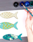 30Pcs Unfinished Fish Shaped Wood Cut Out Fish Wood DIY Crafts Cutouts Blank Wooden Fish Shaped Hanging Ornaments for Wedding Birthday Ocean Animal Themed Party Decoration