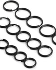 Titanium Key Rings Split Rings, Small Keyrings, Jump Rings for Necklaces, Keys, Jewelry Attachment - 15Pcs Mix 10/12/14Mm (Black)
