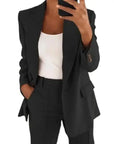 Solid Color Blazer Long Sleeve